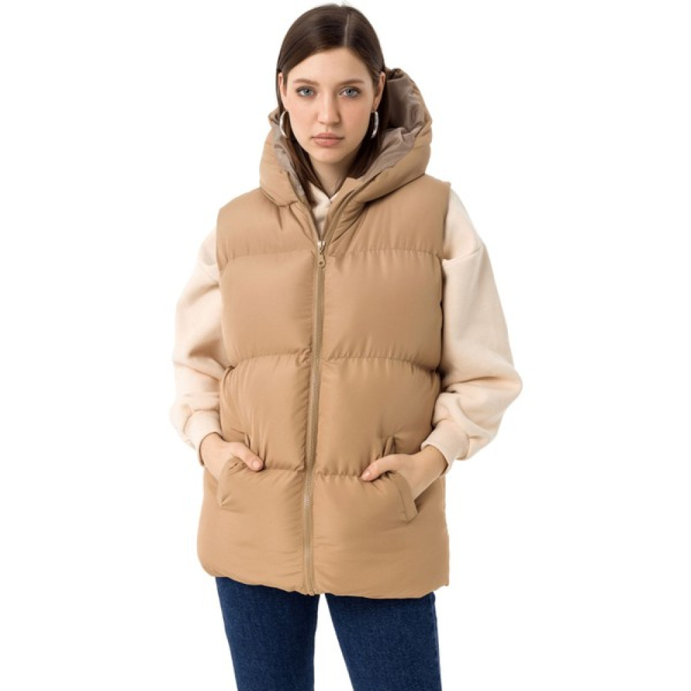 Butikburuc Kadın Camel Kapşonlu Oversize Şişme Yelek Kadın Yelek Fiyatı