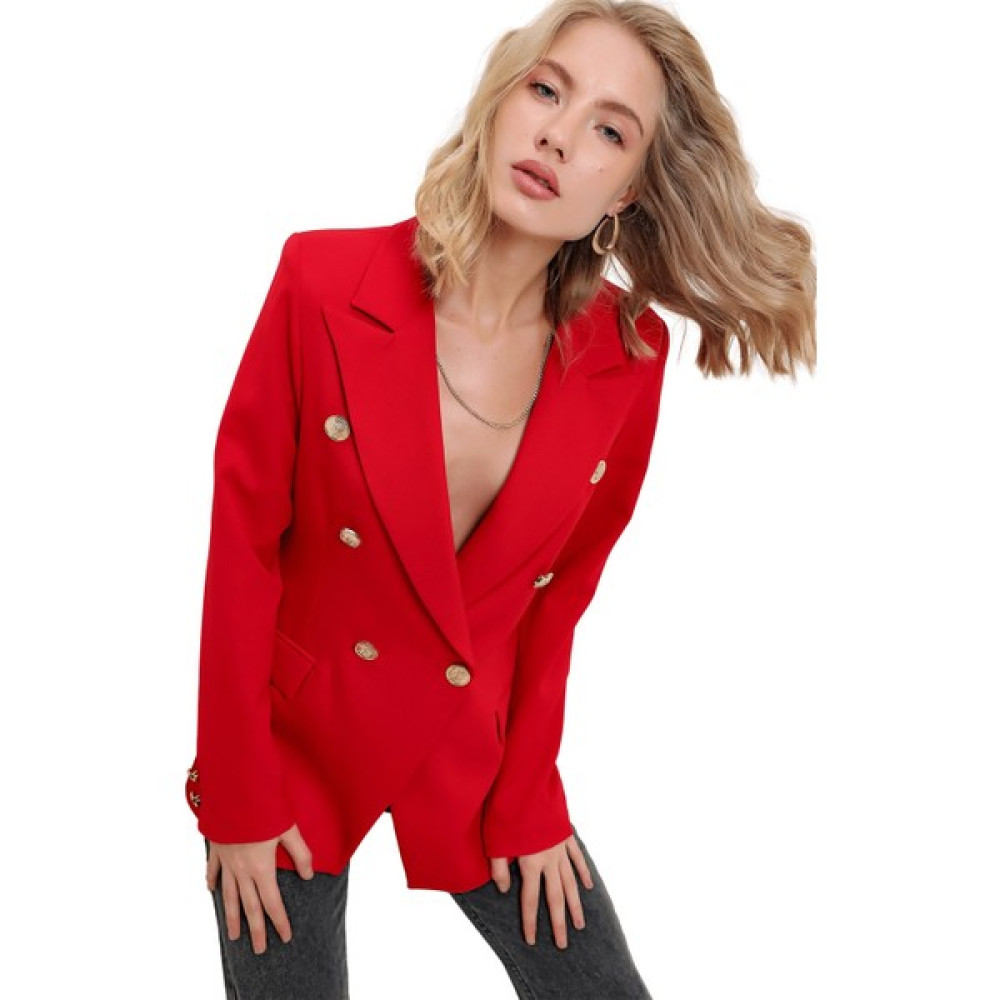 Butikburuc Kadın Kırmızı Kruvaze Yaka Blazer Ceket Bayan Ceket Fiyatı