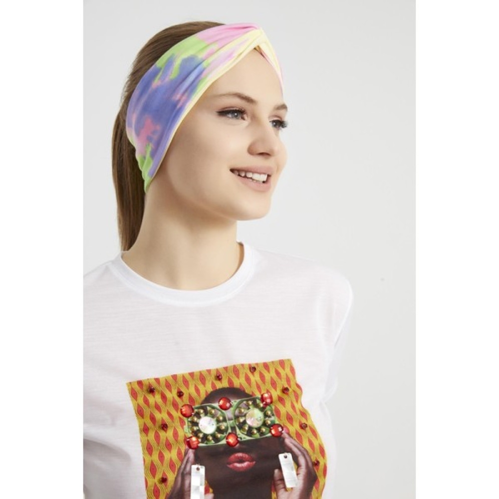 Butikgiz Batik Gökkuşağı, Butik Tasarım Kadın Bandana Saç Bandı, Ekstra Yumuşak, Esnek, Doğal, Pamuklu Penye Toka, Taç & Saç Bandı Fiyatı