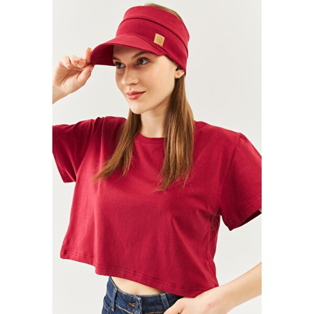 Butikgiz Bordo Kadın Uv Koruyuculu Eşşiz Yumuşak Siperlikli %100 Pamuklu Penye Tenis Golf Stil Vizör Şapka Kadın Şapkası Fiyatı