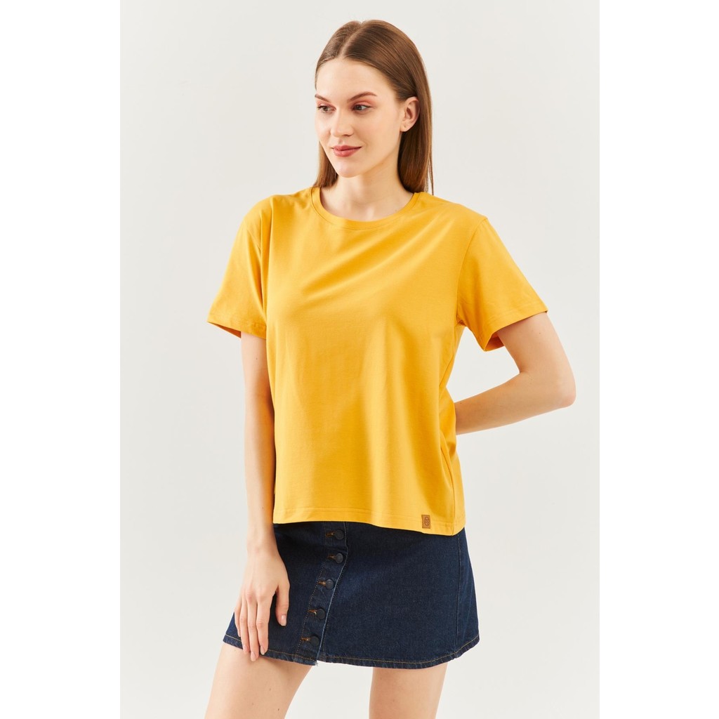Butikgiz Hardal Oversize Rahat Pamuklu Penye Bisiklet Yaka Kısa Kol Basic T-Shirt Giyim & İç Giyim Fiyatı