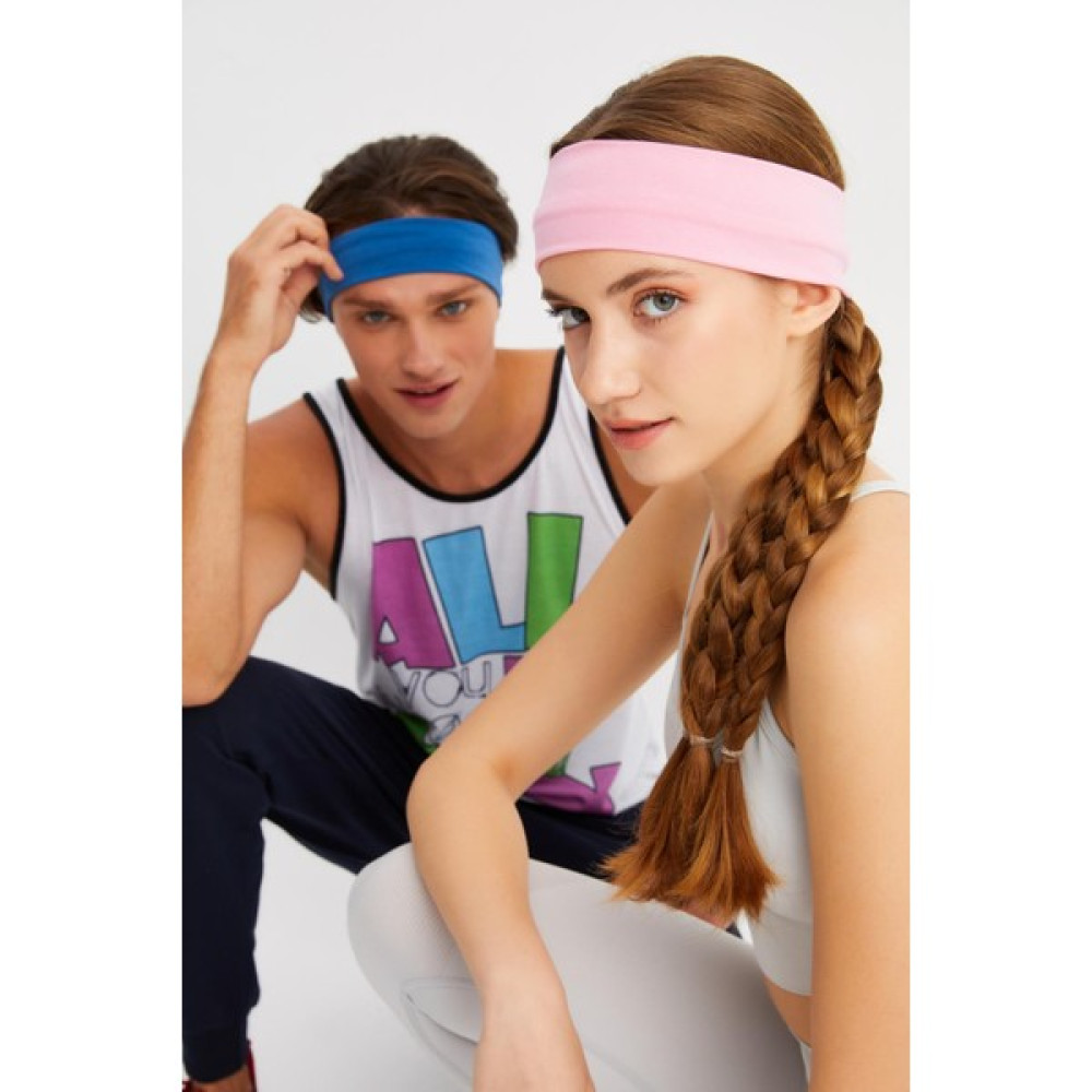 Butikgiz Pembe-Mavi 2'li Pamuklu Penye, Kaymaz, Terletmez, Ultra Hafif, Spor Saç Bandı Bandana Toka, Taç & Saç Bandı Fiyatı