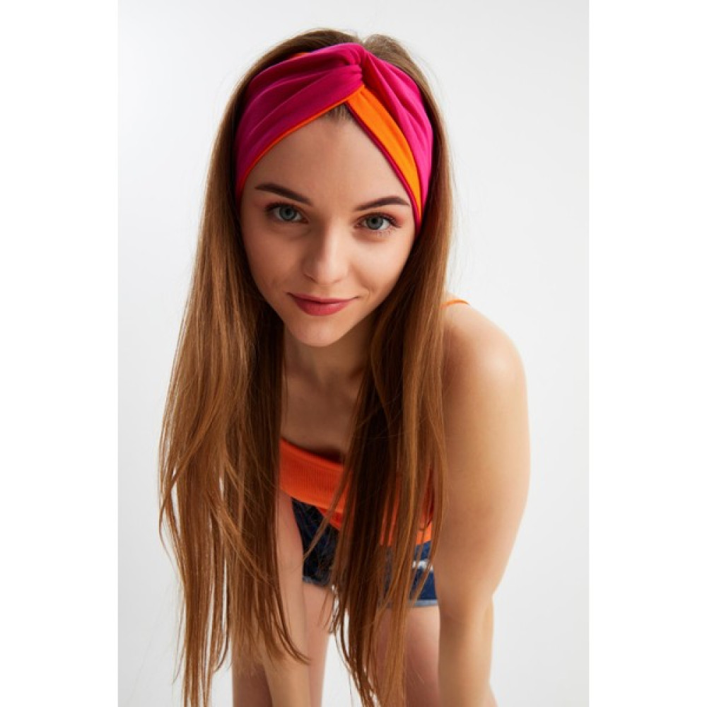 Butikgiz Turuncu-Fuşya Kadın Trend Style Pamuklu Penye, Kaymaz, Yumuşak, Esnek, Saç Bandı Bandana Toka, Taç & Saç Bandı Fiyatı