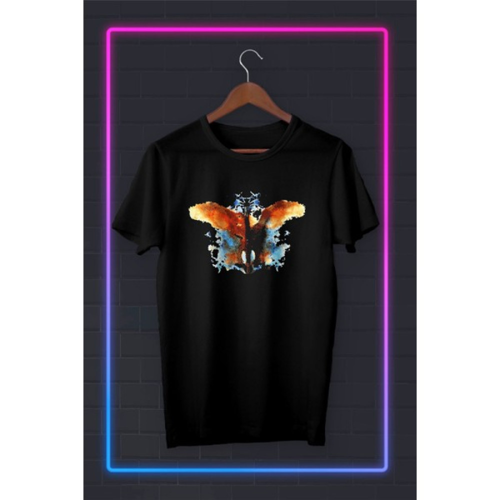 Butterfly Brush Strokes Watercolor Drawing Illustration - Baskılı Tshirt Bayan T-shirt Fiyatı