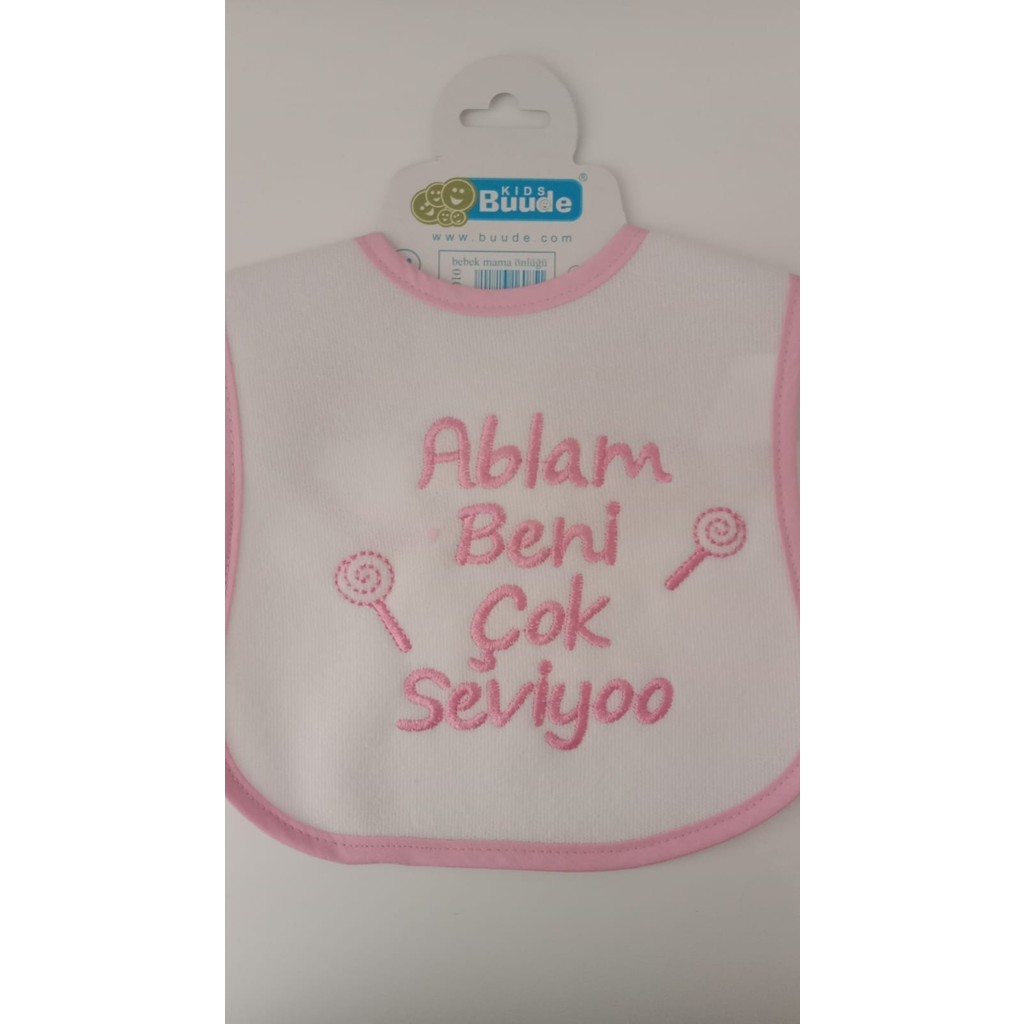 Buude My Baby Kumsal Su Geçirmez Ablam Beni Çok Seviyor Baskılı Bebek Mama Önlüğü - 0 - 12 Ay - Pembe Bebek Mamaları Fiyatı