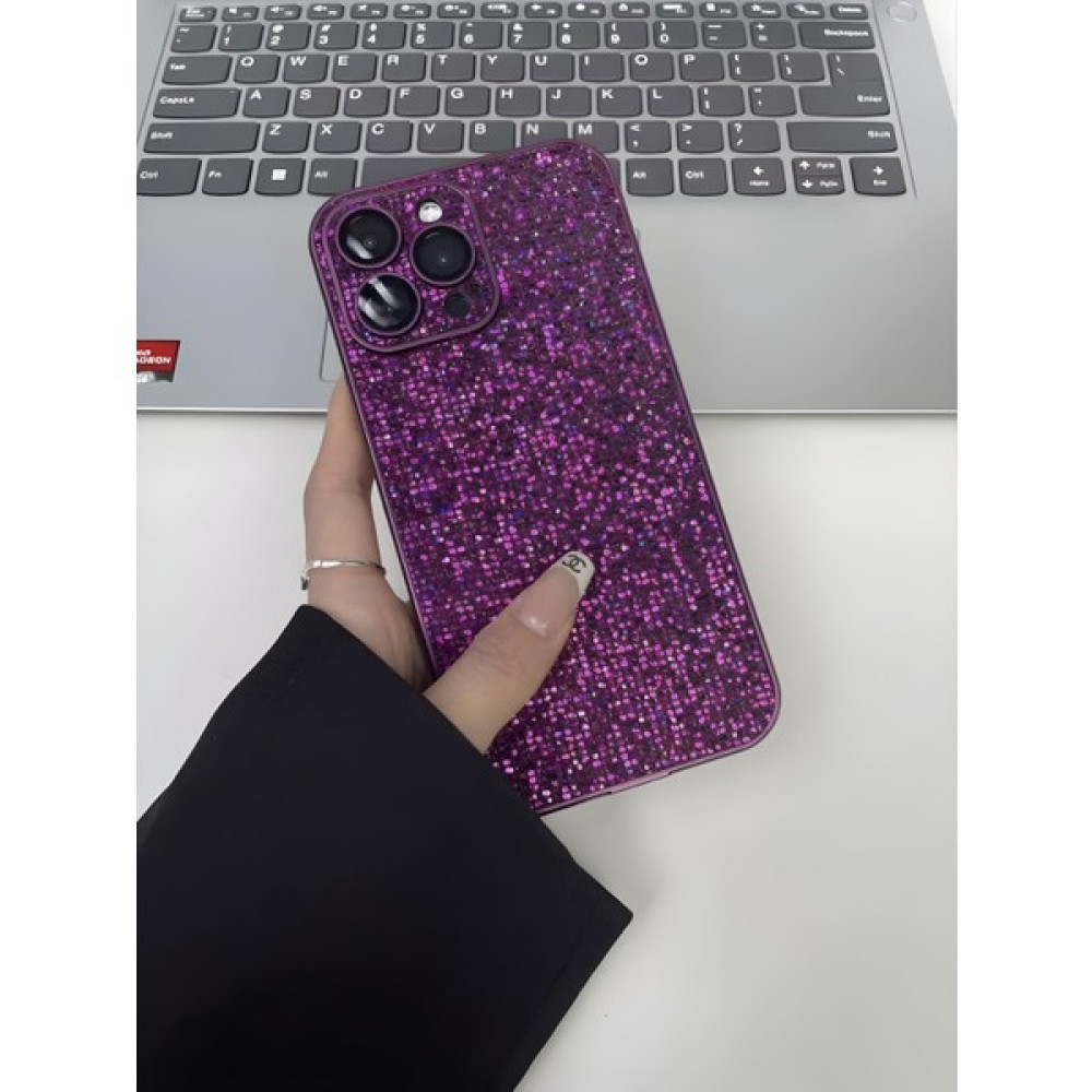 Buway Apple iPhone 14 Pro Uyumlu Taşlı Simli Kamera + Lens Korumalı Kılıf - Mor Cep Telefonu Kılıfı Fiyatı