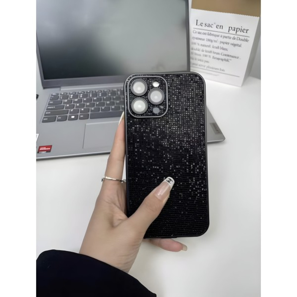 Buway Apple iPhone 14 Pro Uyumlu Taşlı Simli Kamera + Lens Korumalı Kılıf - Siyah Cep Telefonu Kılıfı Fiyatı