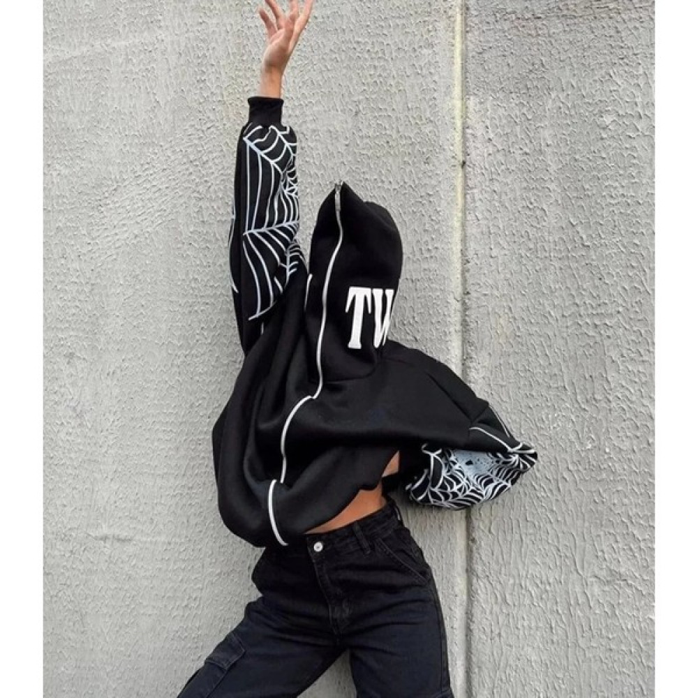 Buyers Butik Bape Spider Baskılı Oversize Hırka - Siyah Bayan Sweatshirt Fiyatı