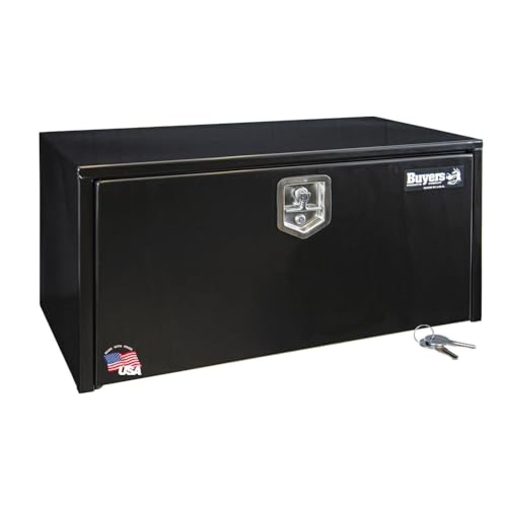 Buyers Products 1702305 Black Steel Underbody Truck Box With Lockable T-Handle Latch, 18 x 18 x 36 Inch, Made In the USA, Tool Box for Bed of Truck, Tool Chest For Storage & Organization