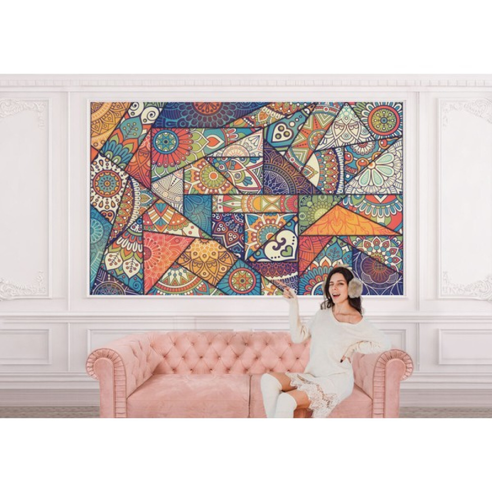 Büyük Düşler Etnik Desenli Duvar Kağıdı Renkli Mandala Duvar KAĞIDI-5503 - 100 x 150 cm Duvar Kağıdı Fiyatı