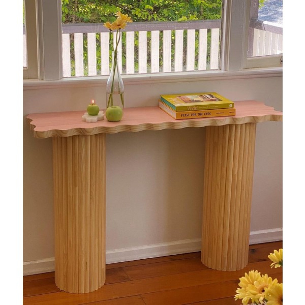 Büyük İnci Dalgalı Konsol/salon Masası - 32X80X130 - Pembe - Ahşap Çalışma Masası Fiyatı