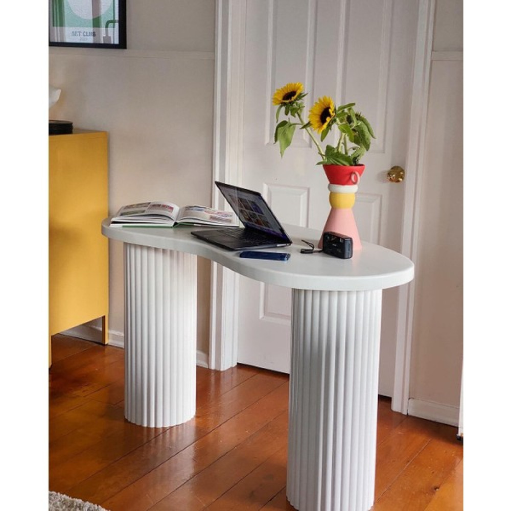 Büyük İnci Modern Ahşap Konsol Çalışma Masası Yemek Masası - 55X76X130 - Açık Gri Çalışma Masası Fiyatı
