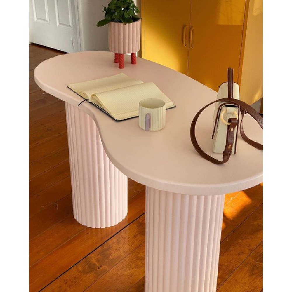 Büyük İnci Modern Ahşap Konsol Çalışma Masası Yemek Masası - 55X76X130 - Toz Pembe Çalışma Masası Fiyatı