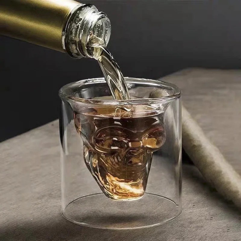 Büyük - Isıya Dayanıklı Borosilikat Kuru Kafa Tasarımlı Çift Cidarlı Cam Bardak Kahve Sunum Bardağı - Şeffaf Fincan / Bardak / Kahve Takımı Fiyatı