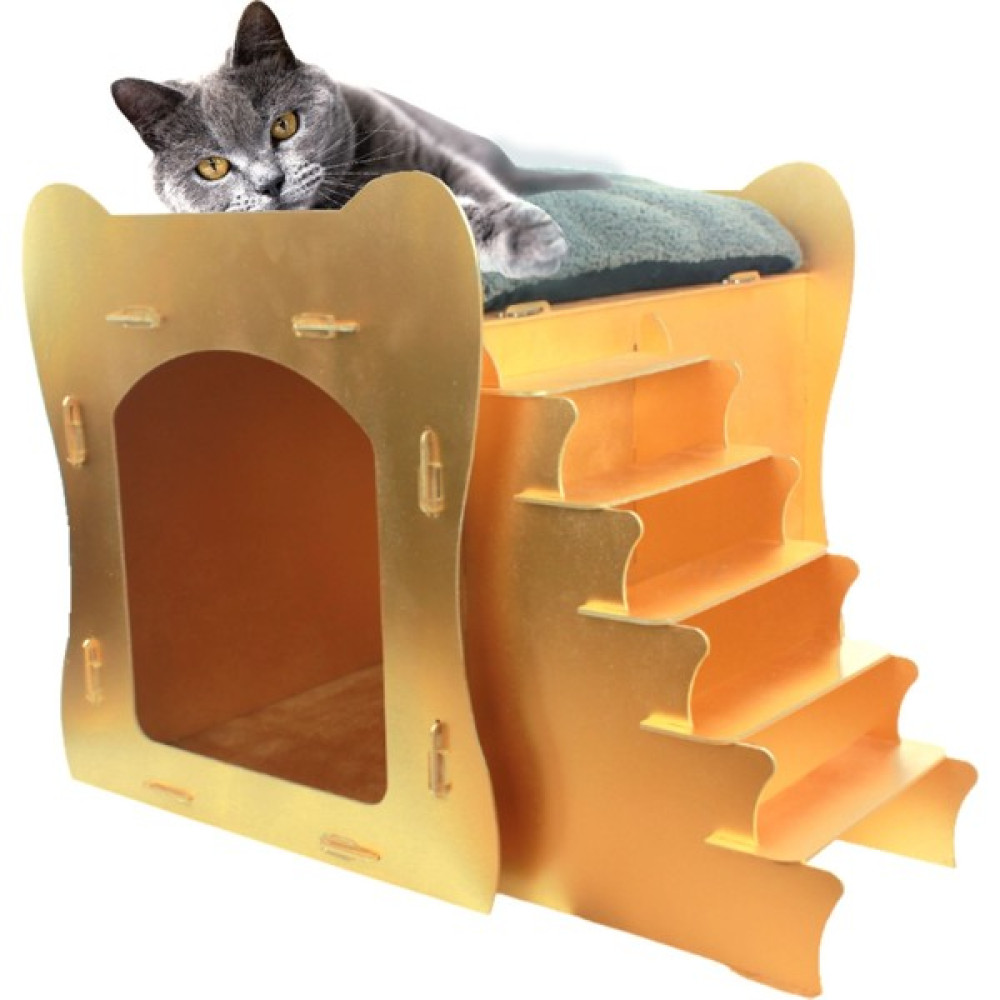 Büyük Kedi Evi Dekoratif Ahşap Dayanıklı 50X35 cm Kedi Yatağı Merdivenli Model Evcil Hayvan Ürünleri Fiyatı