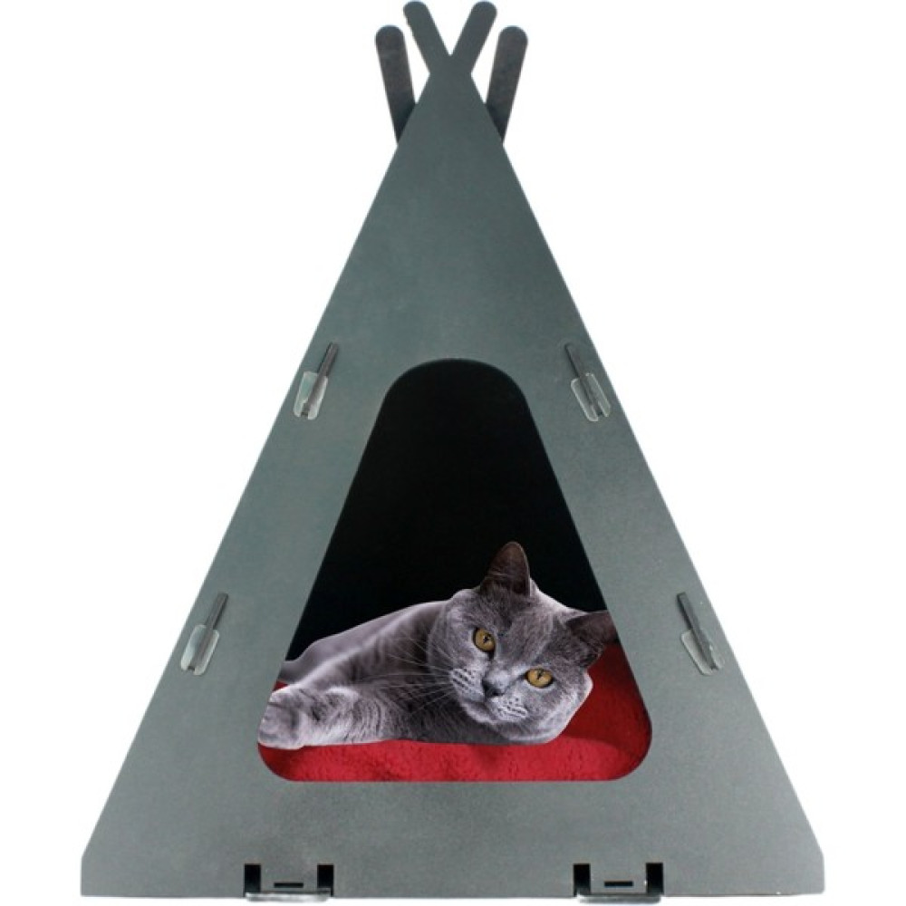 Büyük Kedi Evi Dekoratif Ahşap Dayanıklı Siyah Renk 40X40 cm Kedi Yatağı Çadır Model Evcil Hayvan Ürünleri Fiyatı