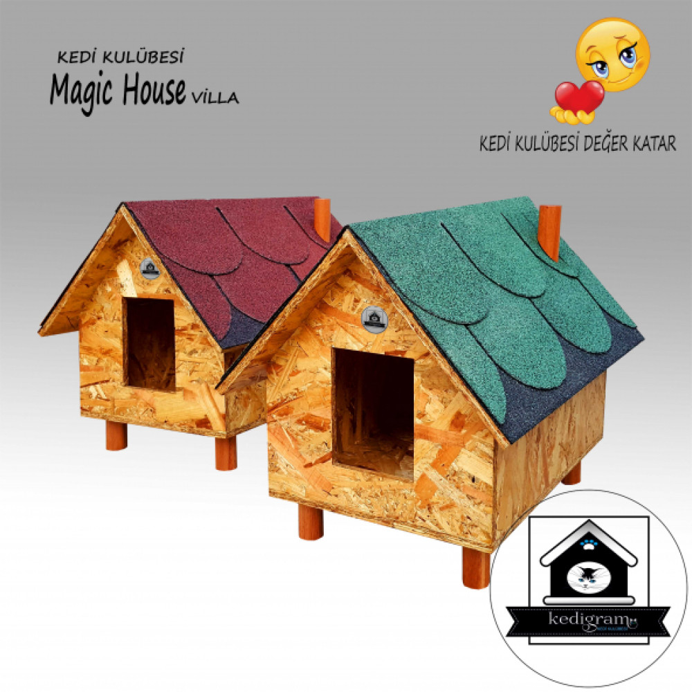 Buyuk Kedi Evi - Kedi Kulubesi Magic House Villa Greenroof (Yesil) Evcil Hayvan Ürünleri Fiyatı