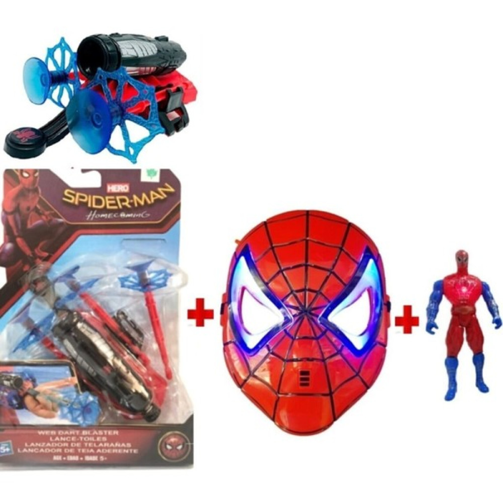 Büyük Set Işıklı Örümcek Adam Işıklı Maske Ağ Atan Bileklik Spiderman - (ClearEyelets)Black-RadiantOrchid Oyuncak Fiyatı