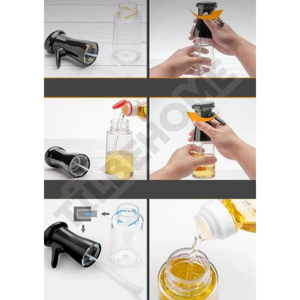 Büyük Sprey Yağdanlık Airfryer Püskürtmeli Spray Cam Şişe Ayçiçek, Zeytinyağı, Sirkelik - Siyah - 100 ml Mutfak Gereçleri Fiyatı