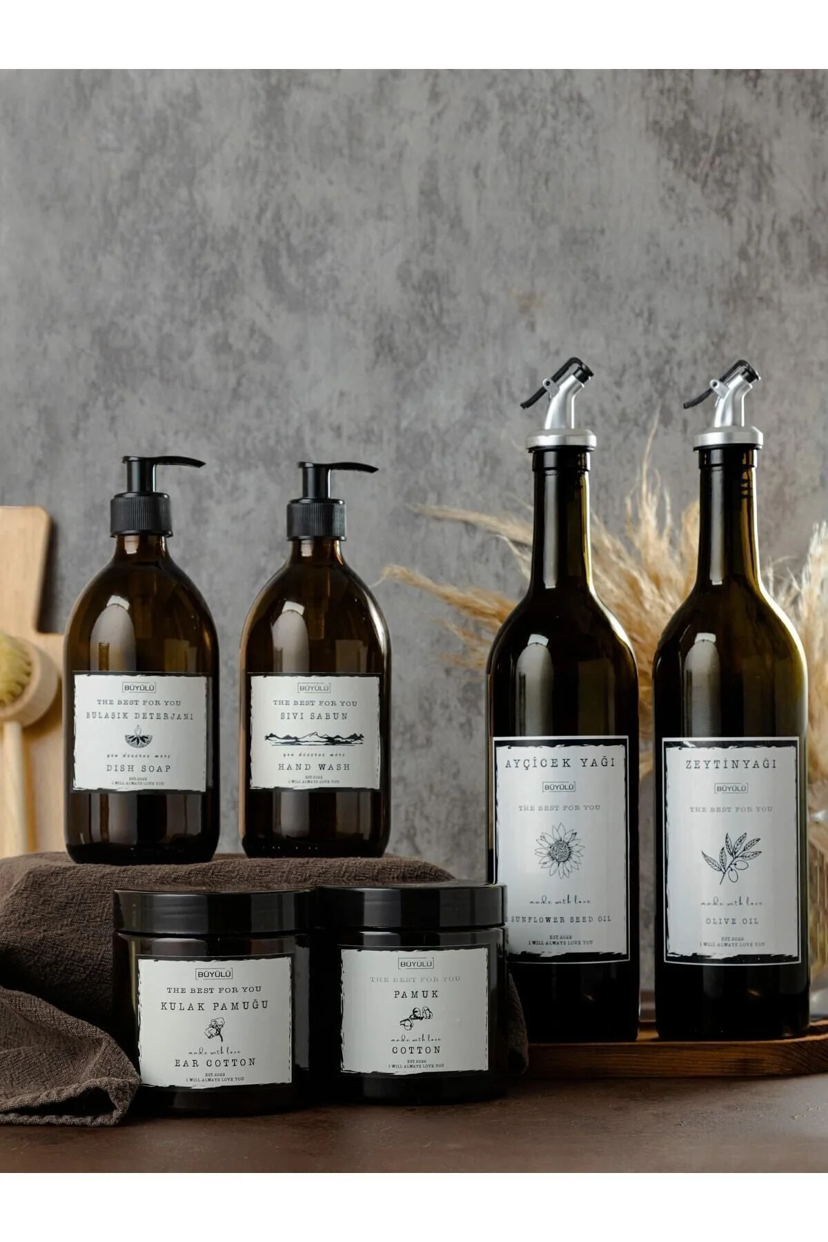 BÜYÜLÜ HOME 3lü Set 6 Parça Cam 2li 750ml Yağdanlık Cam Amber 300ml 2li Sıvı Sabunluk 2li Amber Pamukluk Yağlık" Mutfak Gereçleri Fiyatı