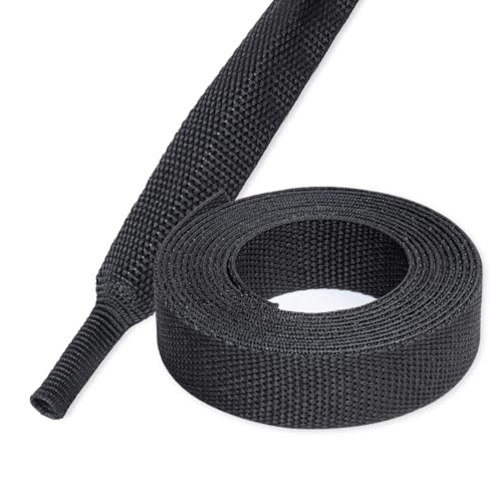 BuyUneed Heat Shrink Braided Sleeving, 2:1 Ratio Shrinkable Fabric Tubing Sleeve Abrasion Protection Cable Wire Sheath (1/2"-25ft)