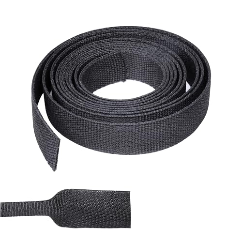 BuyUneed Heat Shrink Braided Sleeving Fabric Tubing 2 in 1 Wiring Harness Tubing Abrasion Resistant Cable Sleeve for Protection Wire/Sheath/Irregular Shape Hose (1/2"-13ft)