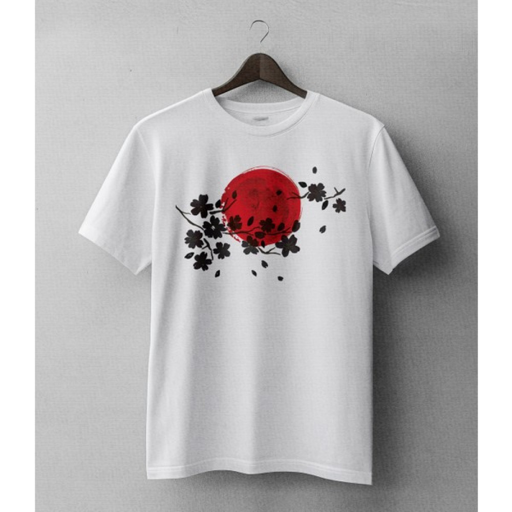 Buzagi Japon Sakura Kiraz Çiçeği Regular Kalıp Dijital Baskılı Beyaz Tişört Erkek T-shirt Fiyatı