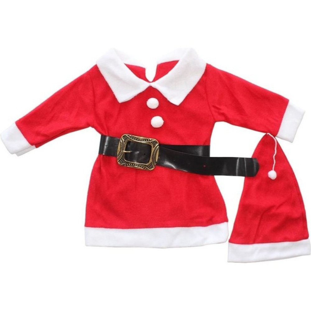 by BebekOdam Kız Çocuk Kırmızı Kemerli Şapkalı Noel Baba Çocuk Elbisesi Bebek Elbisesi Fiyatı