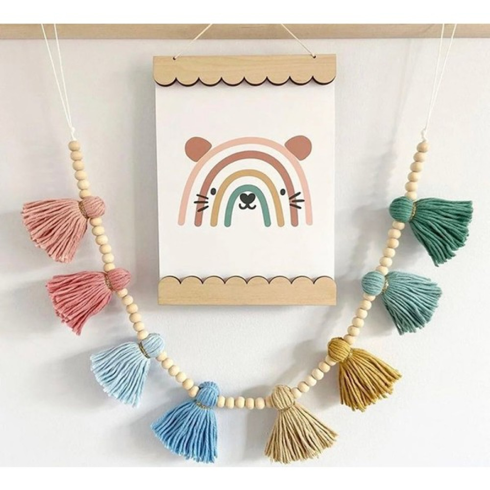 By Belis Design Bebek Çocuk Odası Dekoratif Boncuklu Püskül Aksesuar - Renkli Bebek Odası Duvar Süsü Fiyatı