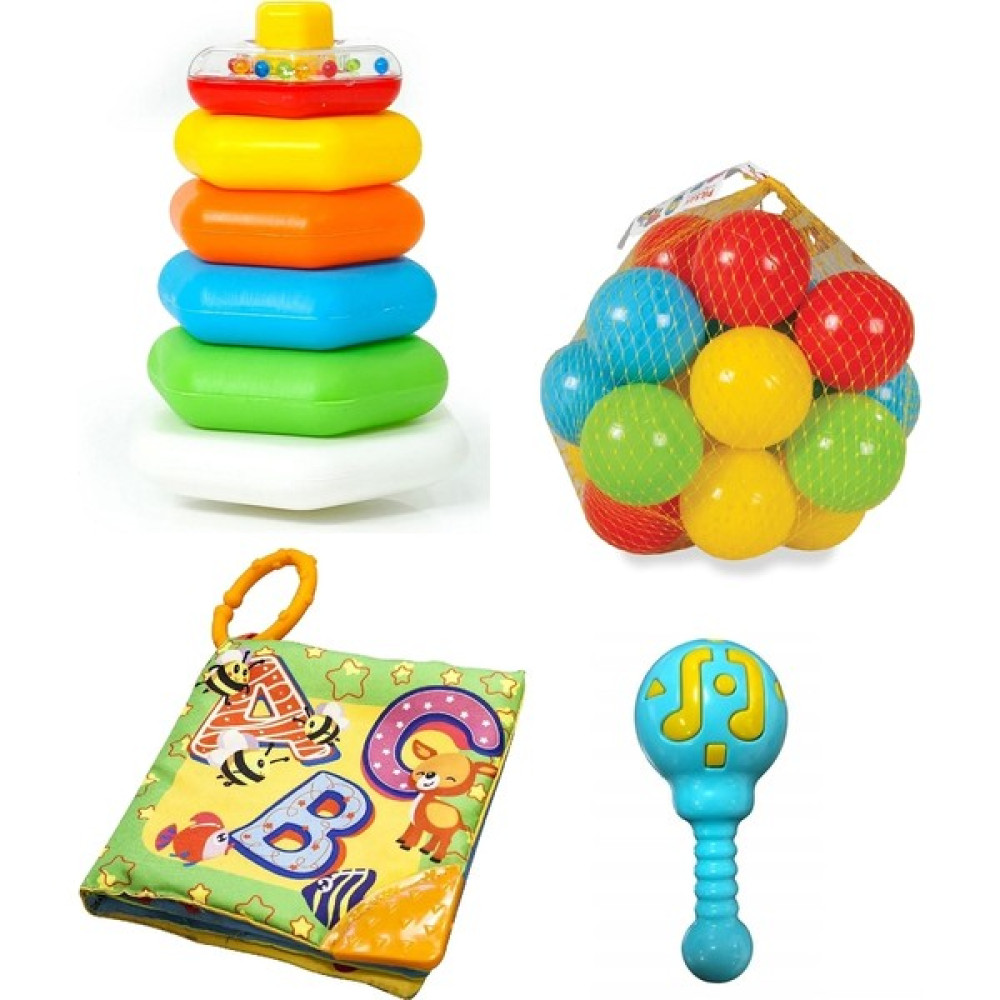 by Caretta Hışırtılı Dişlikli Ilk Kitabım + Çıngıraklı Altıgen Halkalar + Marakas Çıngırak + 10 Adet Havuz Topu Bebek Oyuncakları Fiyatı