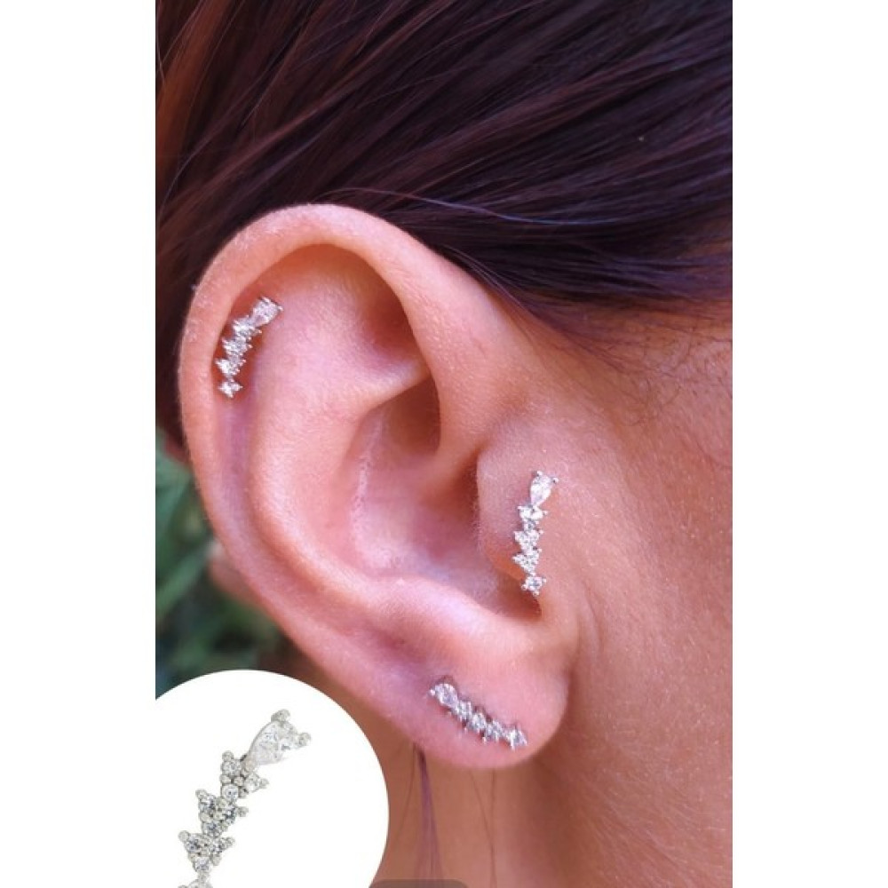 By Dilek Çetin Accessory Çelik Cerrahi Taşlı Figürlü Kıkırdak Helix Tragus Piercing (1AD) - Gümüş Altın & Gümüş Piercing Fiyatı