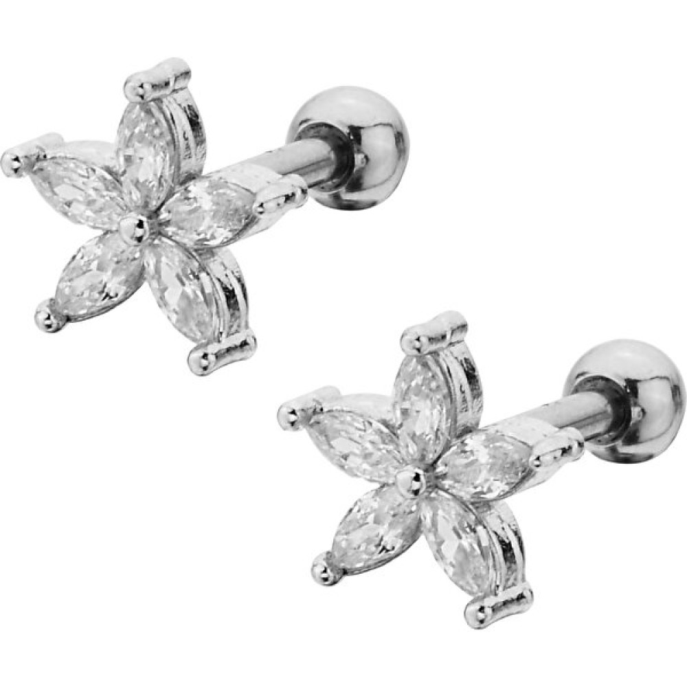 By Dilek Çetin Accessory Çelik Çiçek Model Kıkırdak Helix Tragus Piercing(1 Adet) - Gümüş Altın & Gümüş Piercing Fiyatı