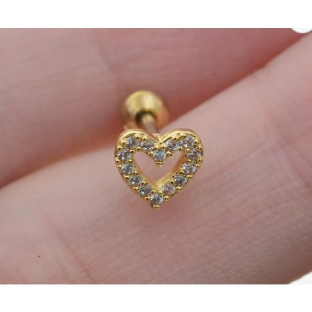 By Dilek Çetin Accessory Çelik Kalp Figürlü Kıkırdak Helix Tragus PIERCING(1ADET) - Gold Altın & Gümüş Piercing Fiyatı