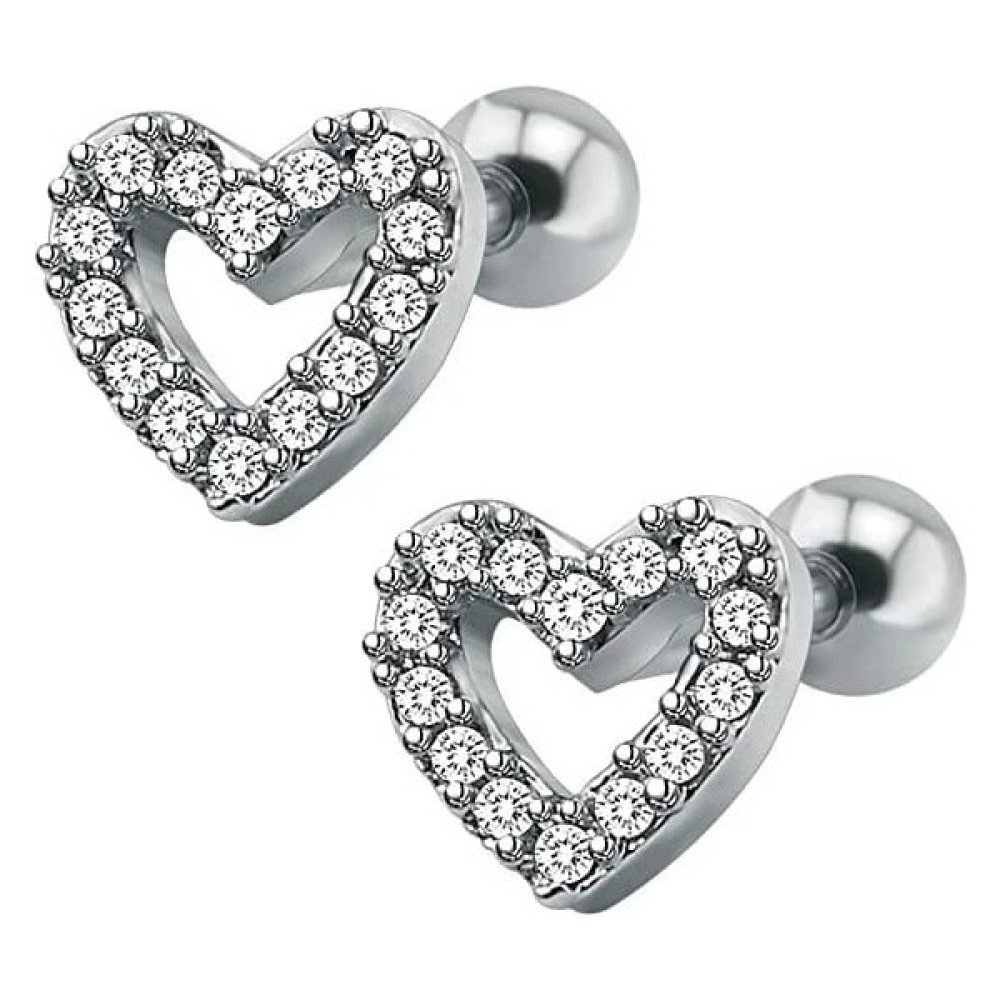 By Dilek Çetin Accessory Çelik Kalp Figürlü Kıkrdak Helix Tragus Piercing (1AD) - Gümüş Altın & Gümüş Piercing Fiyatı
