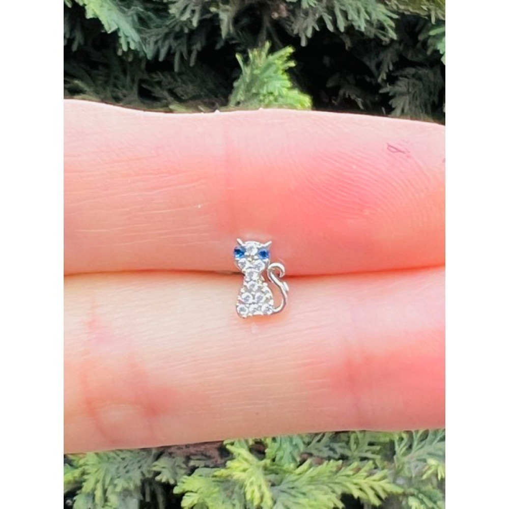 By Dilek Çetin Accessory Çelik Kedi Figürlü Kıkırdak Helix Tragus Piercing (1 Adet) - Gümüş Altın & Gümüş Piercing Fiyatı