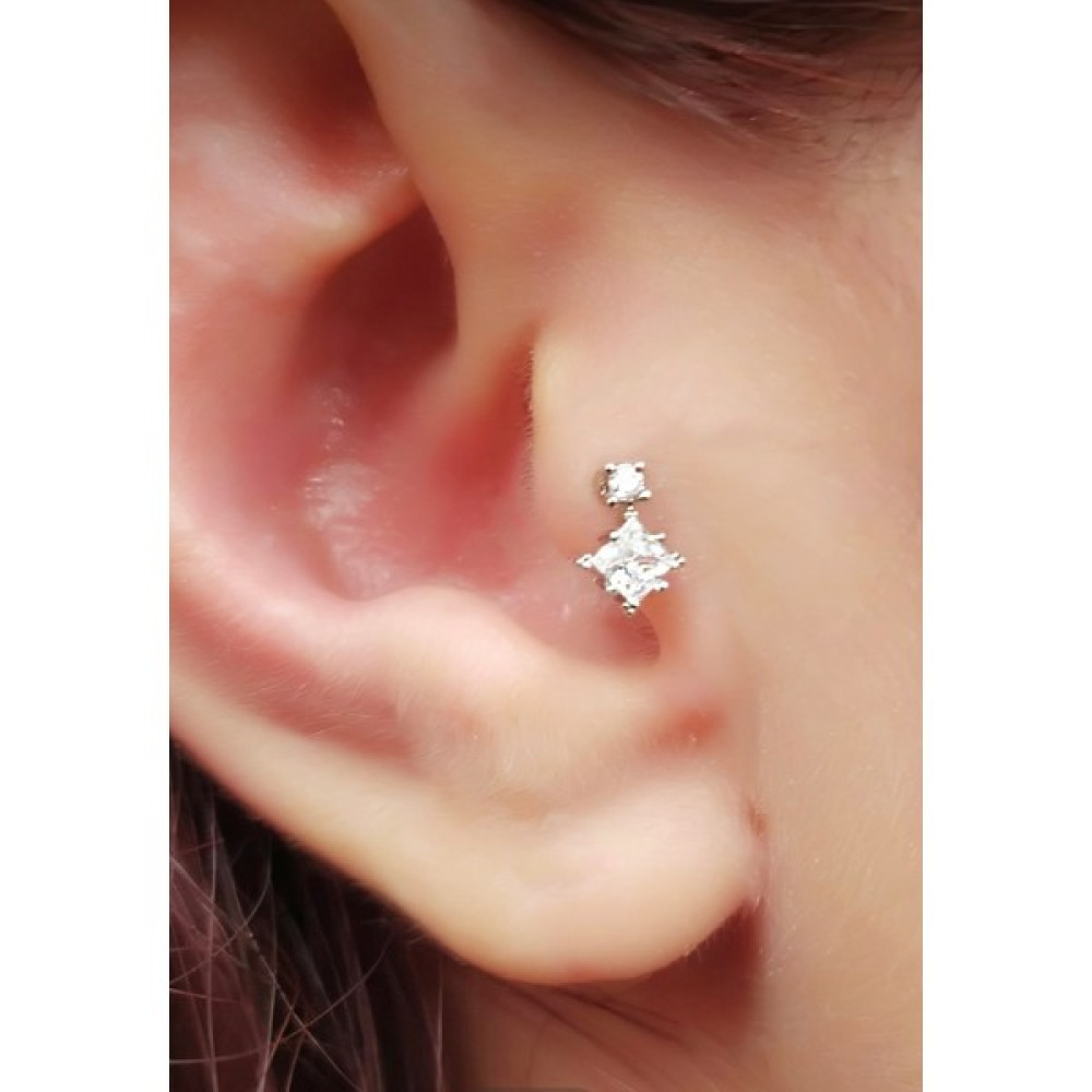 By Dilek Çetin Accessory Çelik Kıkırdak Helix Tragus Piercing 1AD(8MM) - Gümüş Altın & Gümüş Piercing Fiyatı