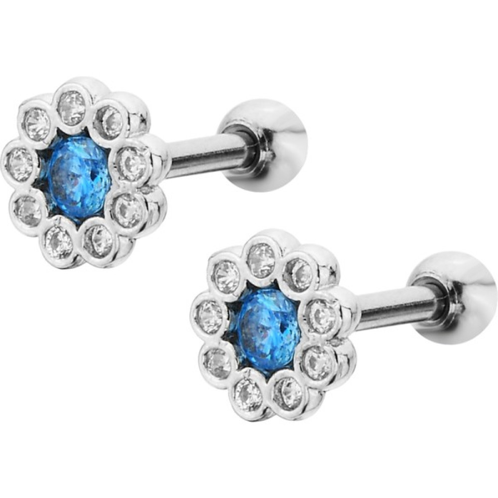 By Dilek Çetin Accessory Çelik Mavi Taşlı Kıkırdak Helix Tragus Piercing[1 Adet] - Gümüş Altın & Gümüş Piercing Fiyatı