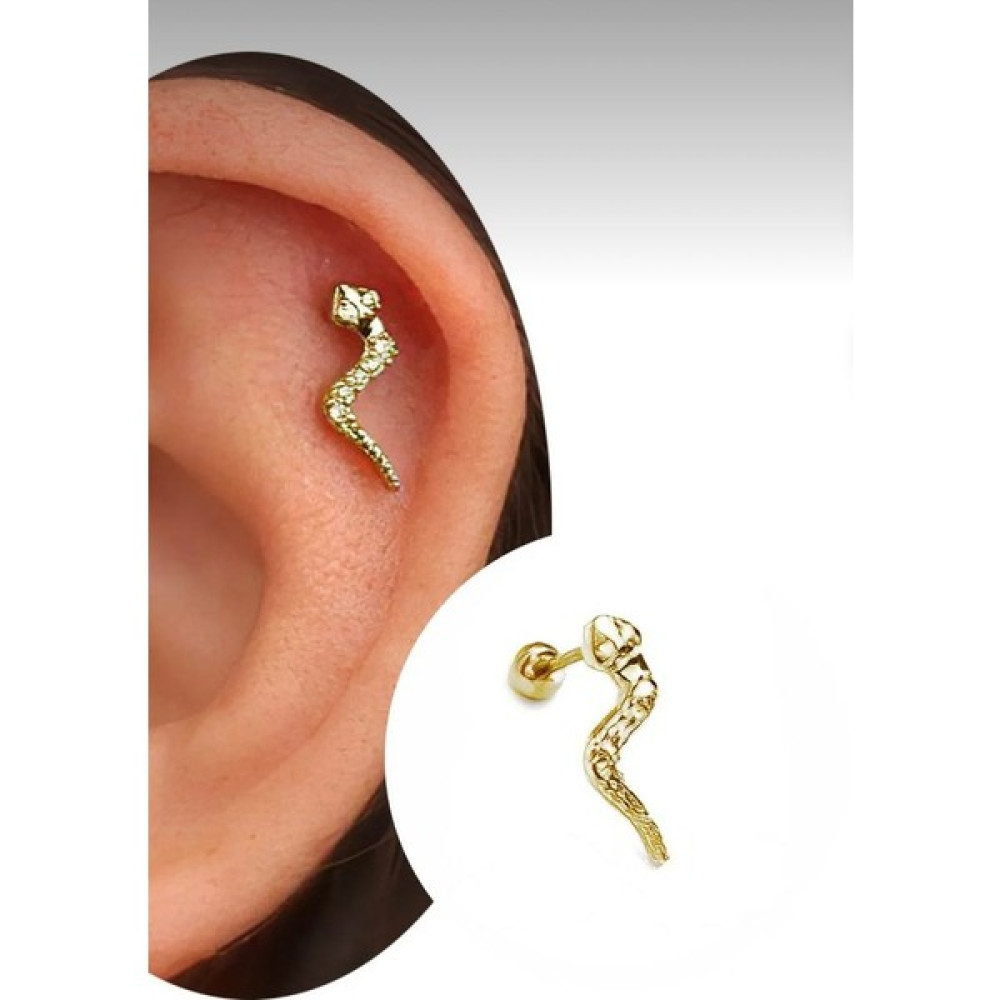 By Dilek Çetin Accessory Çelik Yılan Model Gold Kıkırdak Helix Tragus Piercing Altın & Gümüş Piercing Fiyatı
