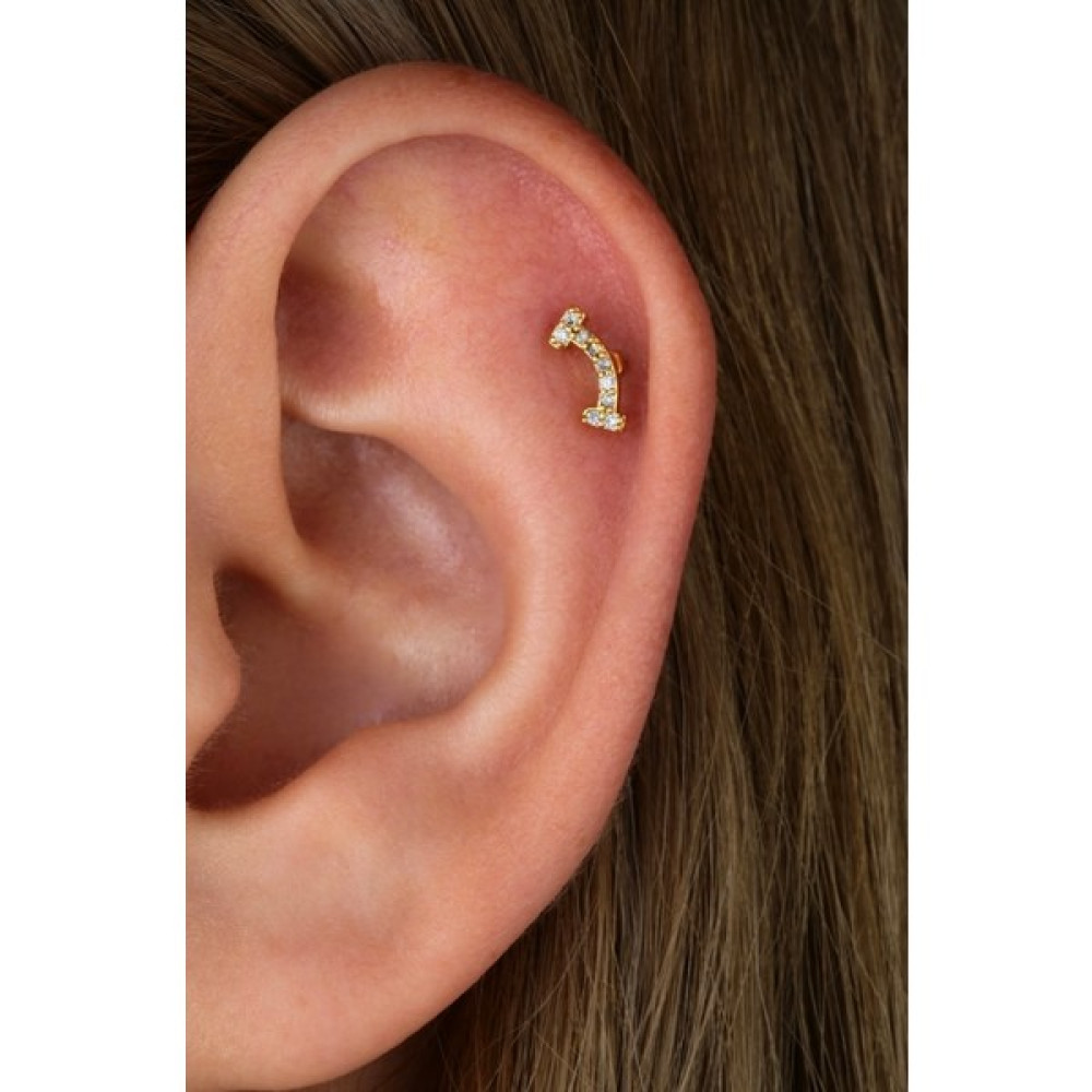 By Dilek Çetin Accessory Cerrahi Çelik Kıkırdak Helix Tragus Piercing 1AD - Gold Altın & Gümüş Piercing Fiyatı