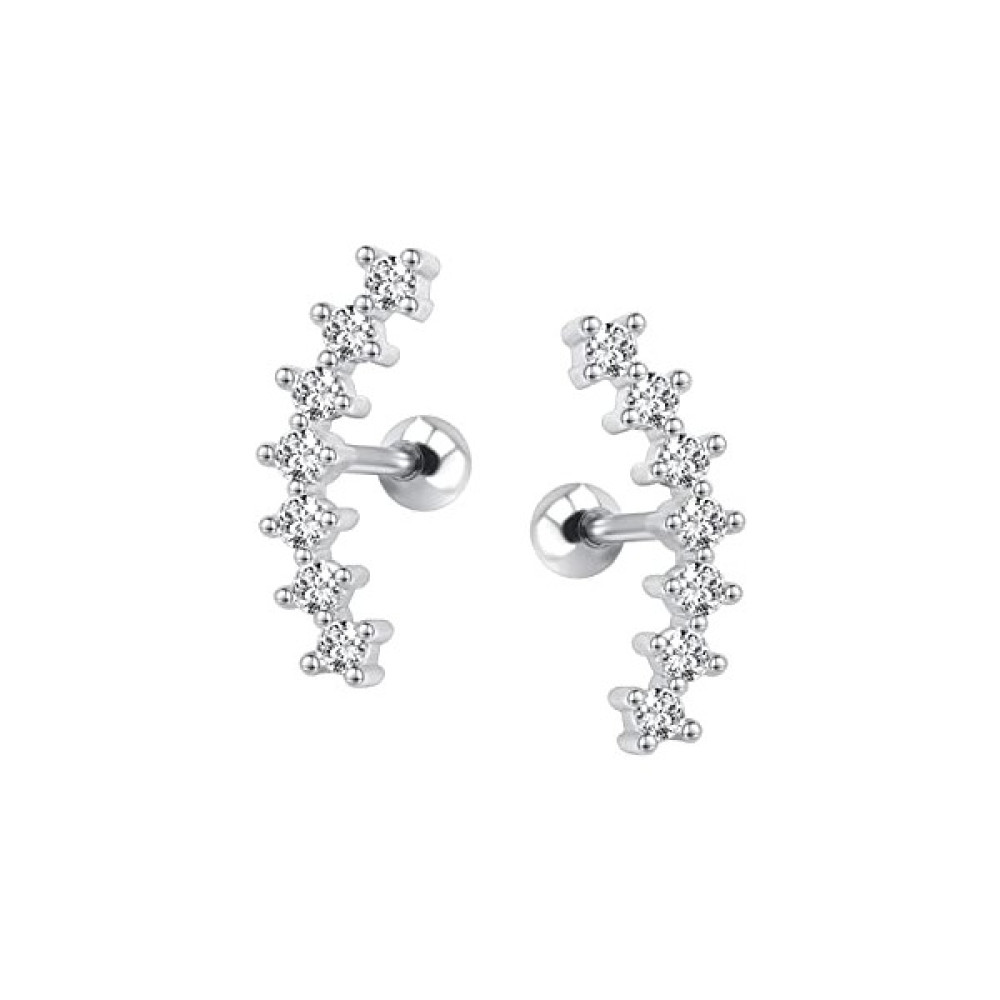 By Dilek Çetin Accessory Kıkırdak Helix Tragus Yedi Taşlı Piercing ( 1 Adet) - Gümüş Altın & Gümüş Piercing Fiyatı