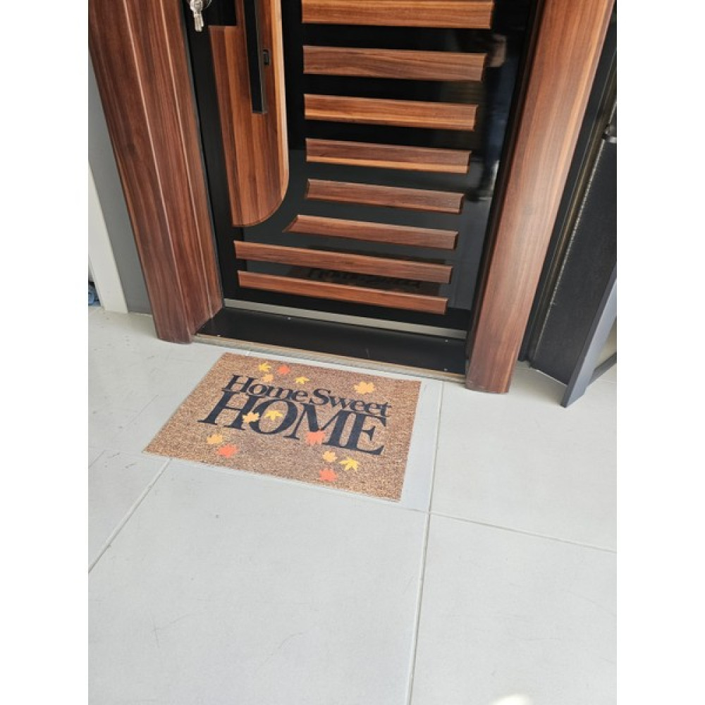 By Dora Dijital Baskı Kapı Önü Paspasları Çınar Yapraklı *homes Sweet Home Model 1* - Acı Kahve - 45 x 70 cm Paspas Fiyatı