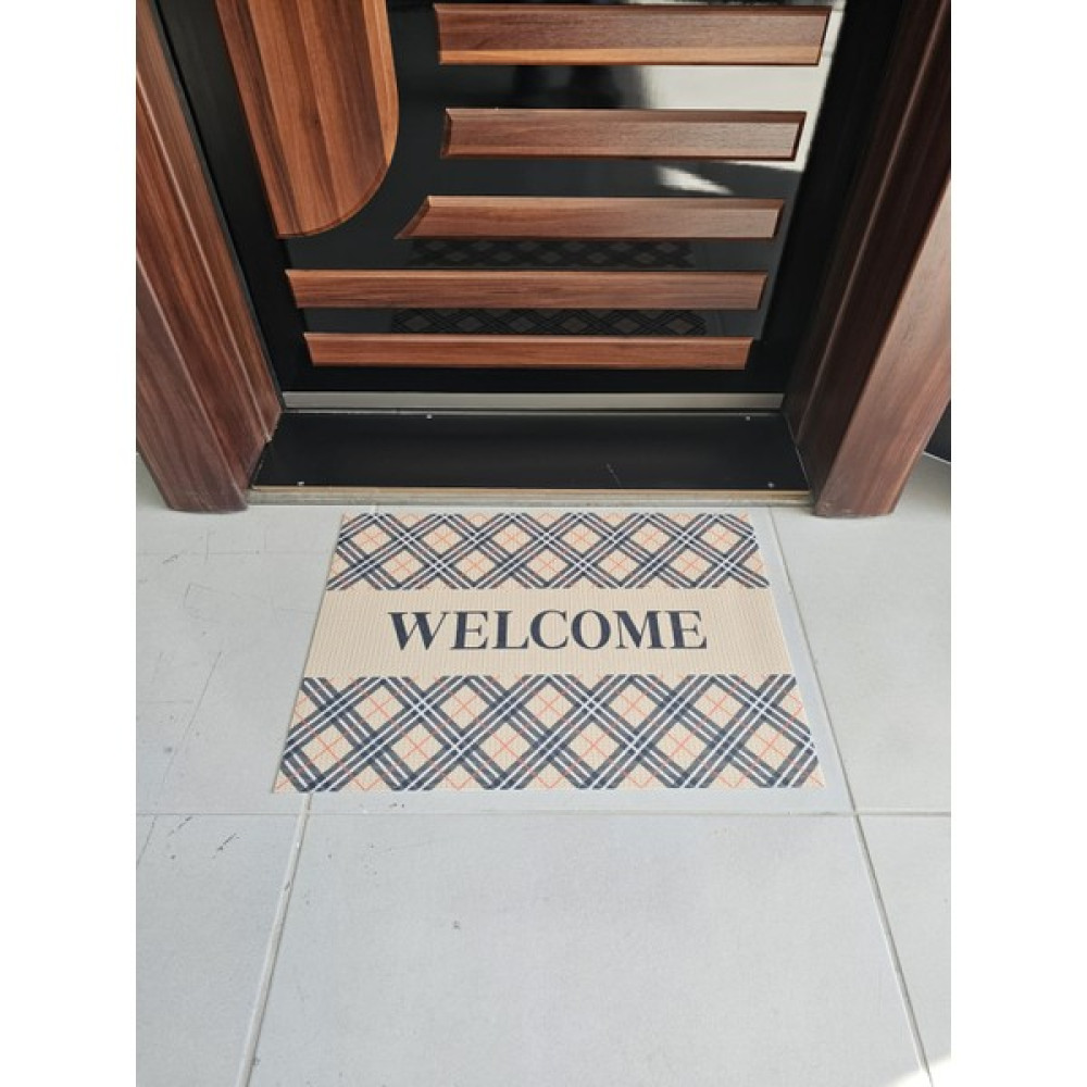 By Dora Dijital Baskı Kapı Önü Paspasları Guci Desen *welcome Model 3* - Krem - Siyah - 45 x 70 cm Paspas Fiyatı