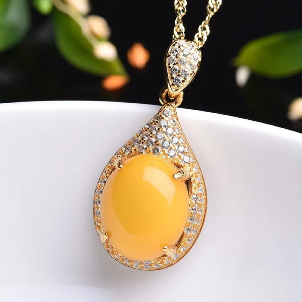 By Evren Musti Doğal Amber Taşlı Kolye - Gold Gümüş Kolye Fiyatı