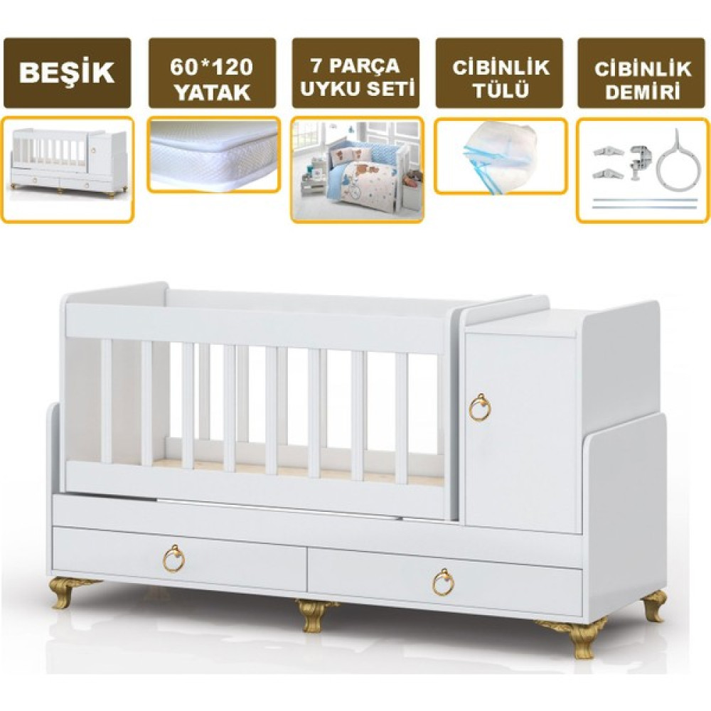 By Golden Büyüyen Bebek Beşikleri Dolaplı,sallanır Herşey Dahil Set Beşik Fiyatı