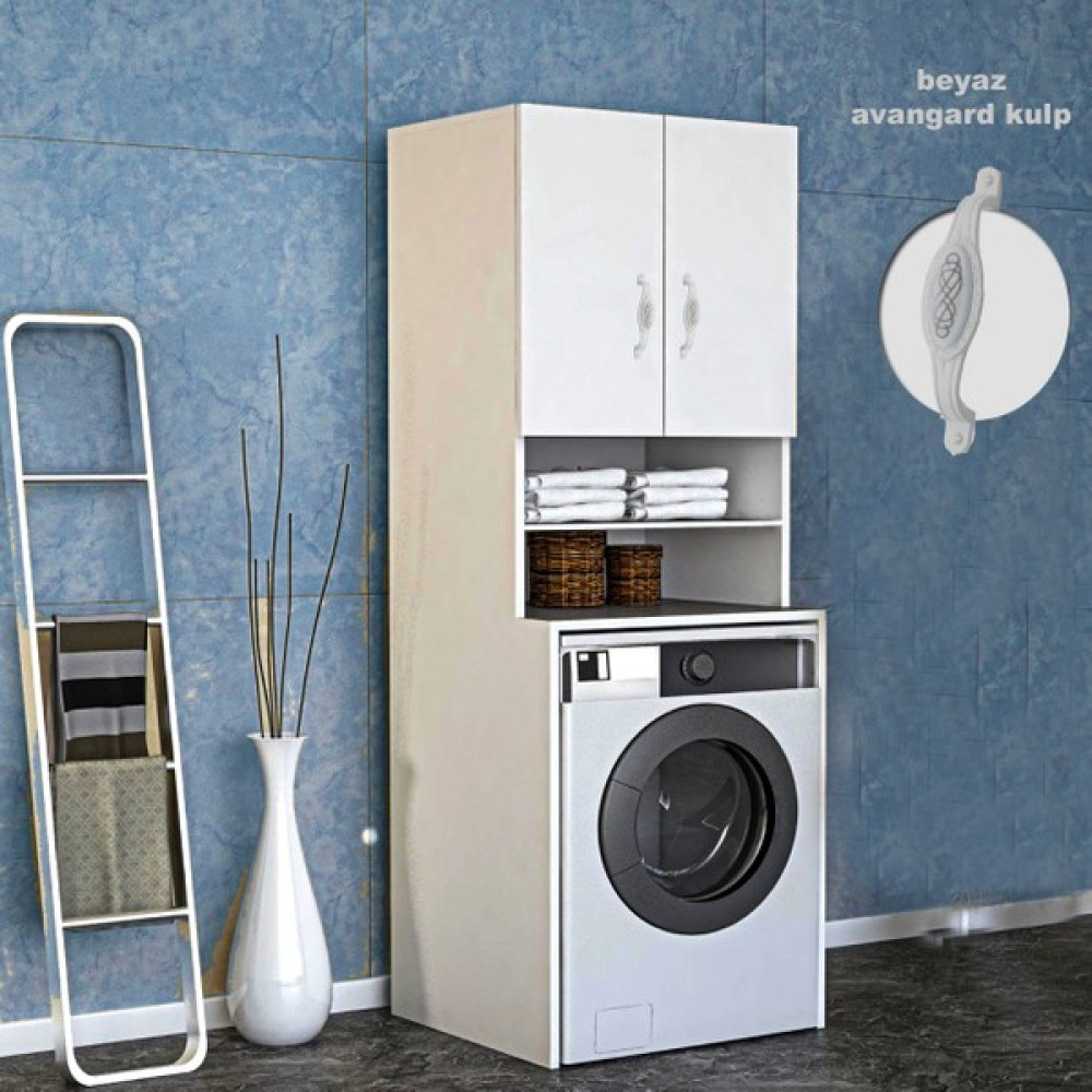By Golden Çamaşır Makinası ve Banyo Dolabı - Beyaz Kulp Banyo Dolabı / Mobilyası Fiyatı