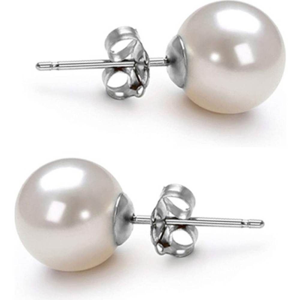 By Gümüş Top Inci Küpe 10 mm - Beyaz Gümüş Küpe Fiyatı