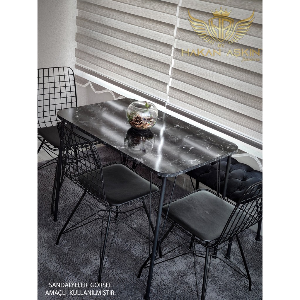 By Hakan Aşkın Metal Ayaklı 60X90 cm (Tek Masa) Black Marble Eclipse 2024 Mutfak - Balkon - Çalışma Masası - Mermer - Siyah - 60 x 90 Çalışma Masası Fiyatı