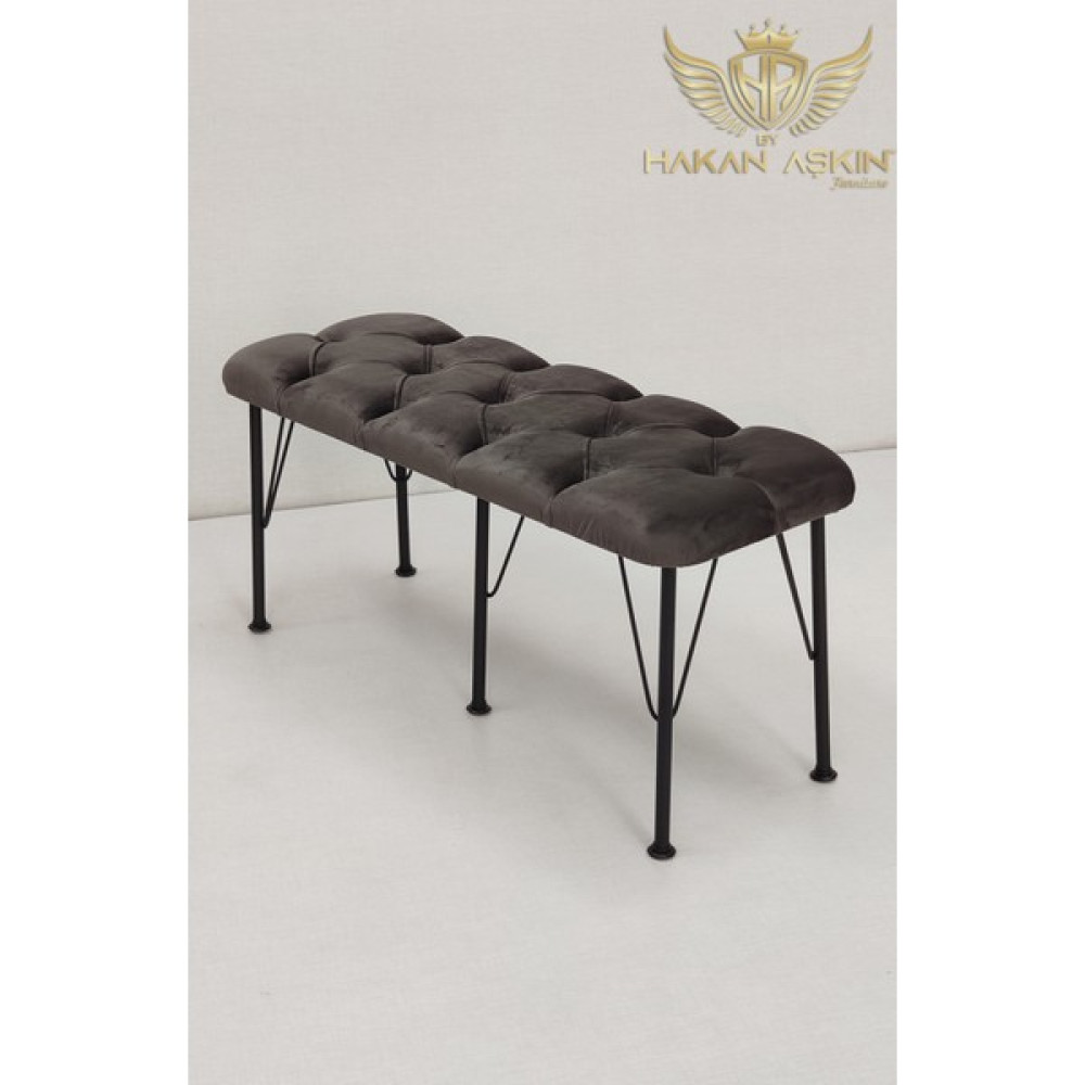 By Hakan Aşkın Metal Ayaklı Babyface Puf & Bench Koyu Füme - 38x100 Puf Fiyatı