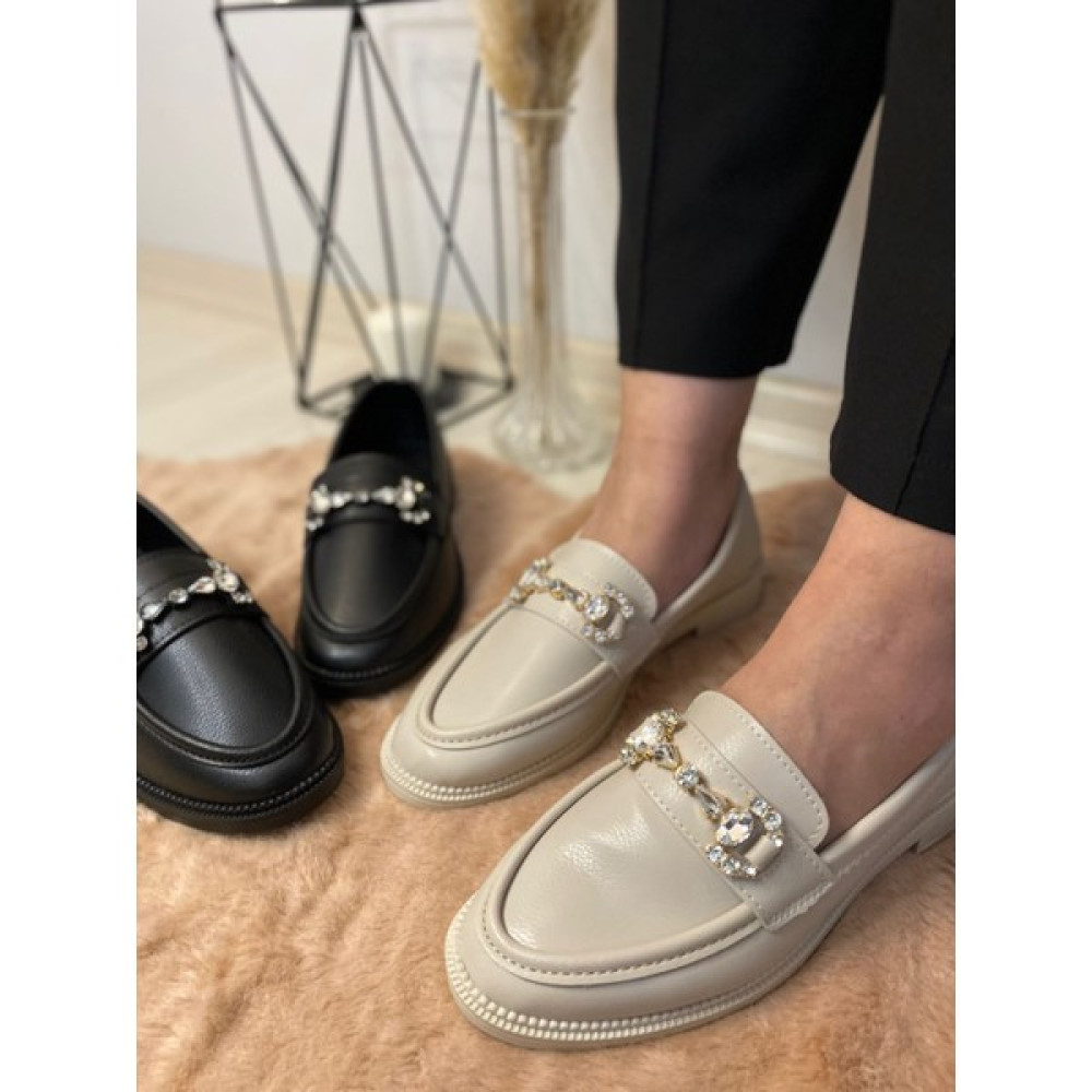 By Kevser Shoes Taşlı Cilt Loafer Kadın Ayakkabıları Fiyatı