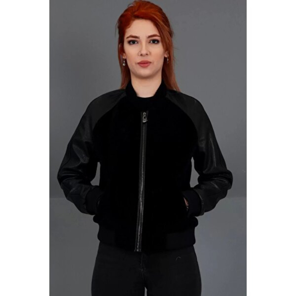 By Marki Marki Hakiki Kürk Kolej Beyaz Ceket Göğüste Kürk Detaylı Deri Mont, Ceket - 104822 Bayan Mont Fiyatı